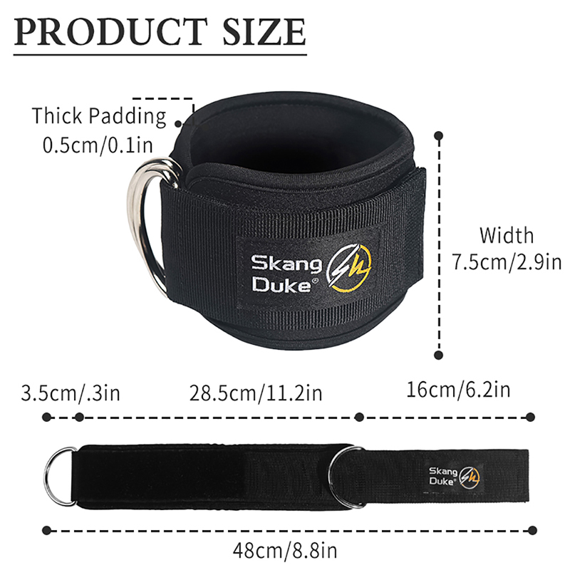 Hot Selling 1pc/2pc/3pc Fitness equipment gym ankle band padded double D ring adjustable ankle weight leg training bracket support