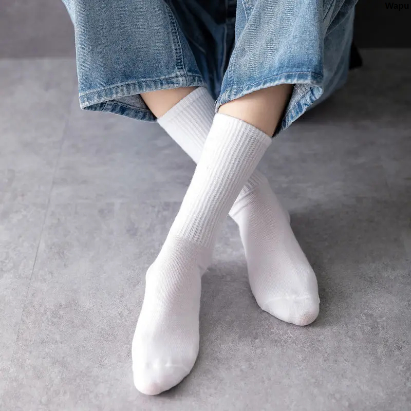 Wapu2025 Hot Selling Calcified Warm Black White Women's Stocking Rings Pure Wool Socks 3/1 Pair Double Thickened Cotton Men's Thick Socks Men's Athleisure Element
