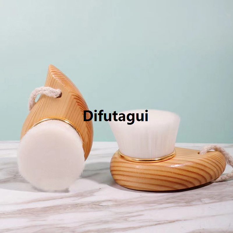 Difutagui New style Blackhead Deep Cleaner Beauty Facial Massage Brush Facial Care Profesional Wooden Handle Facial Cleansing Brush Soft Fiber Hair Exfoliating