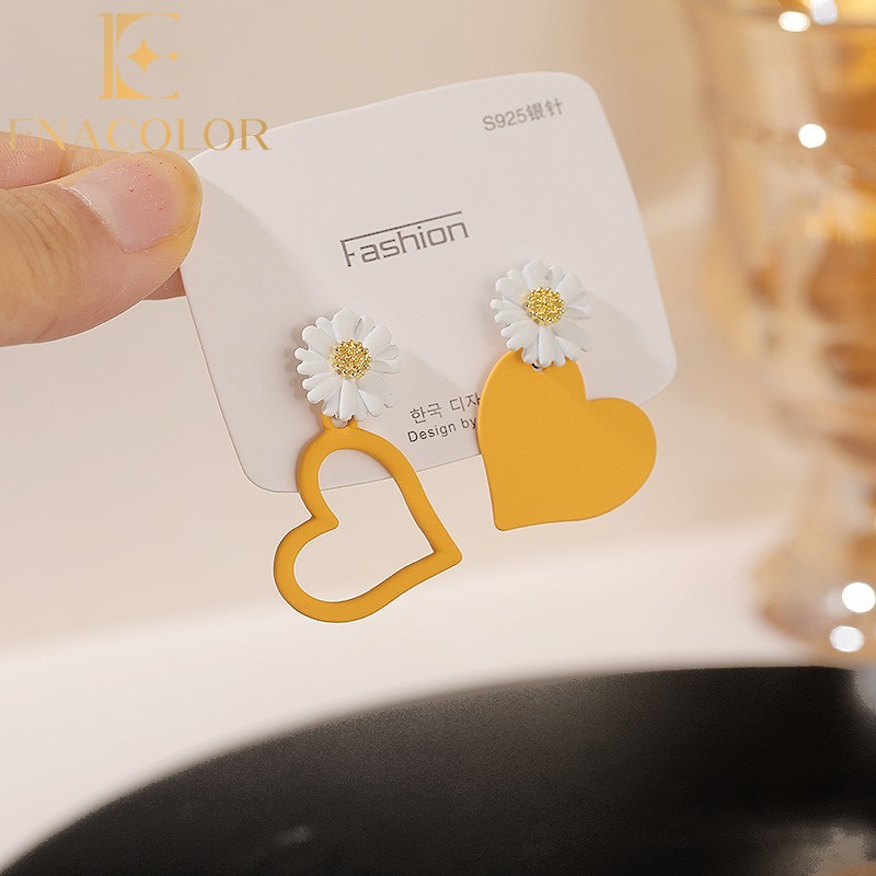 Korean Cute Daisy Earrings Yellow Flower Earings Girl Ins New