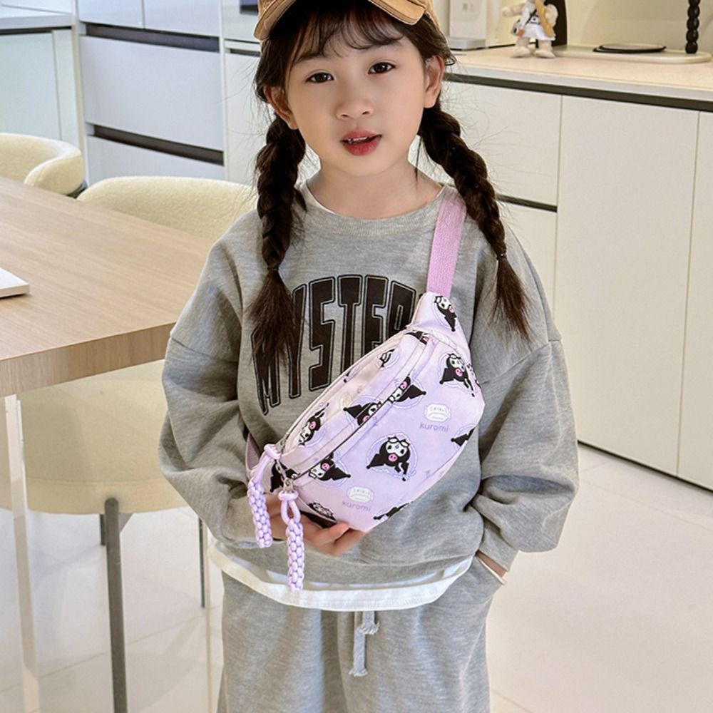 Portable Cinnamoroll Kuromi Melody Chest Bag Kitty Cat Stripe Cartoon Anime Shoulder Bag Storage Bag Dumpling Shape Children Crossbody Bag Children/Kids