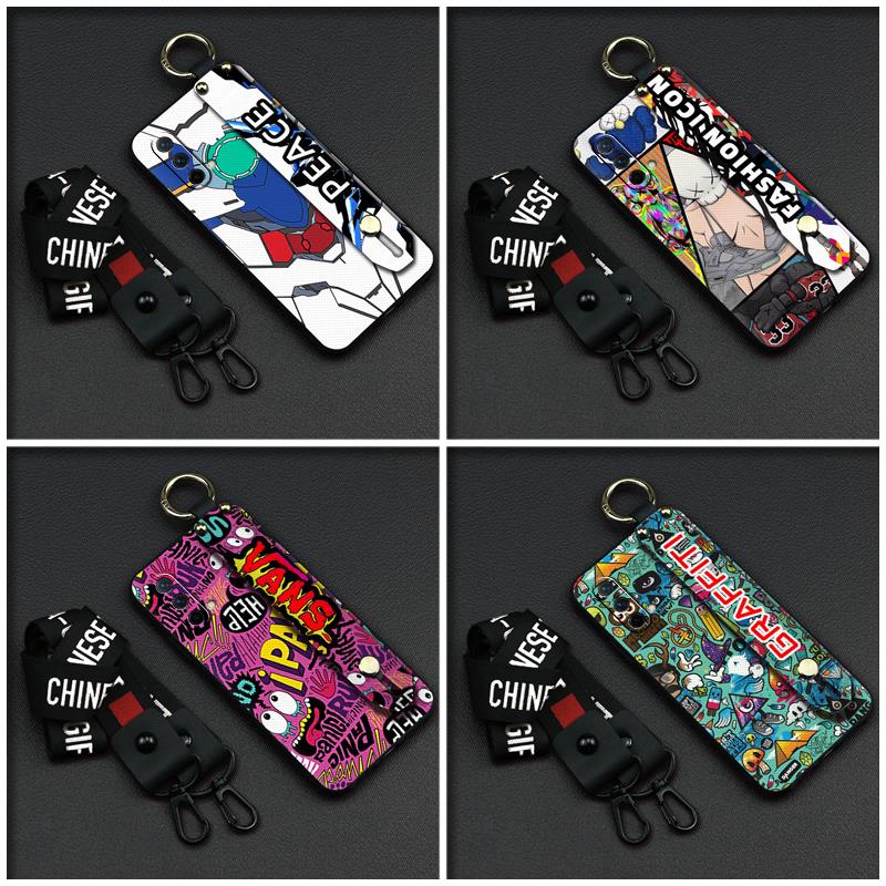 Lanyard Graffiti Phone Case For OnePlus Nord CE 5G/1+Nord CE 5G Waterproof Wristband Dirt-resistant Shockproof Silicone