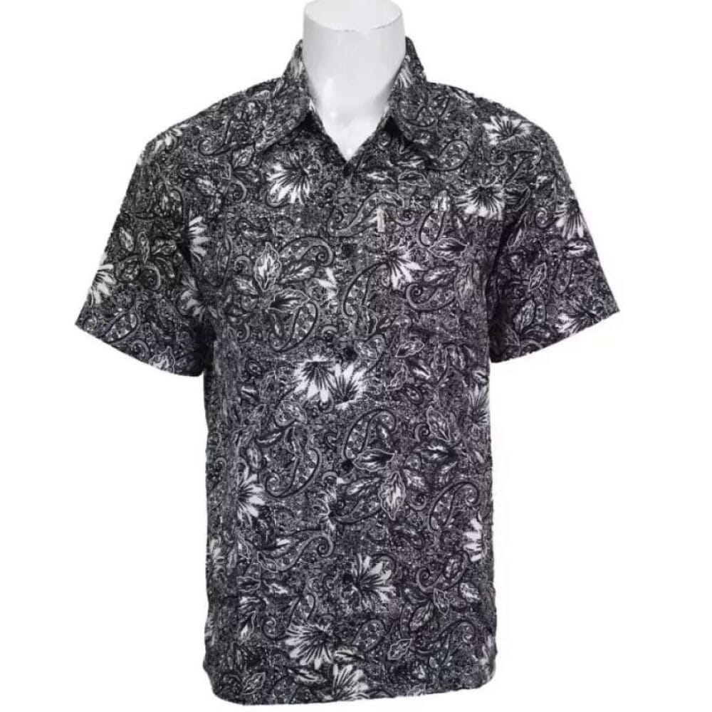 Black And White Flower Printed Half Shirt