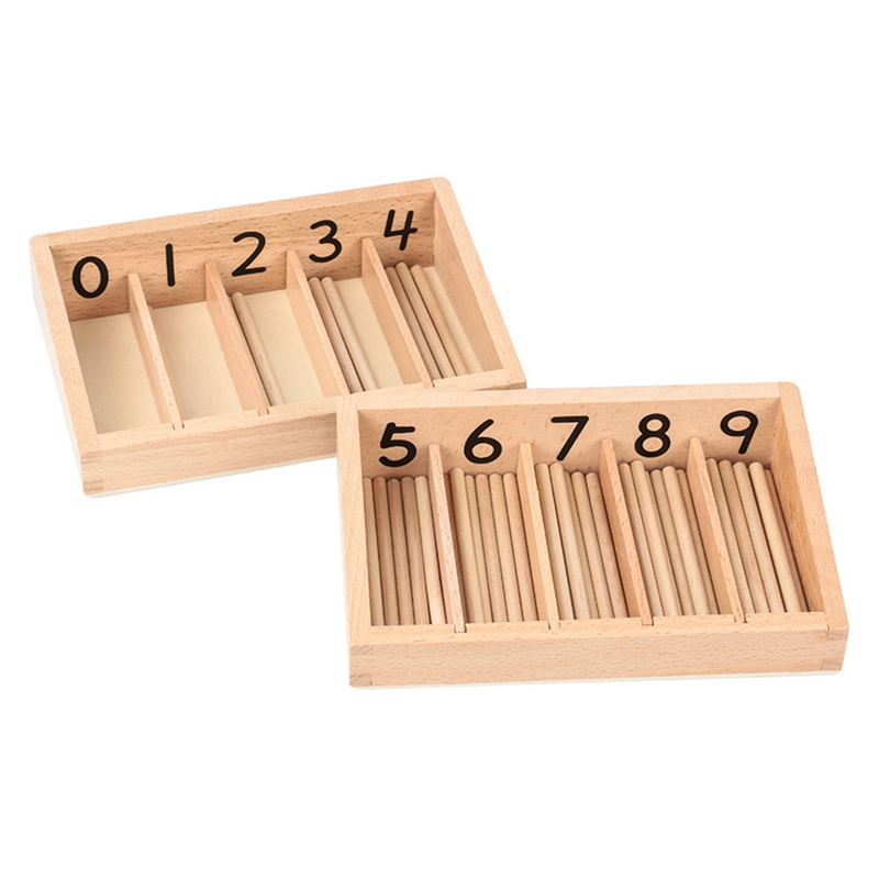 Montessor Montelon Math Toys Kit Materials Educational Wooden Spindle Box Early Learning Training Toy Set