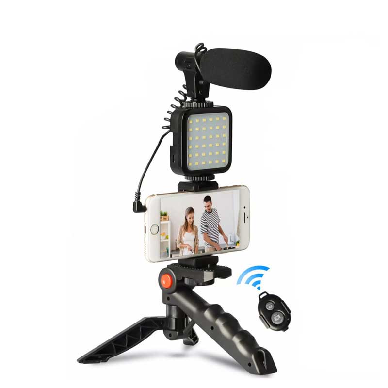 Video Vlogger Kits Microphone LED Fill Light Mini Tripod For Phone Vlog Video Recording Condenser AY-49 with remote