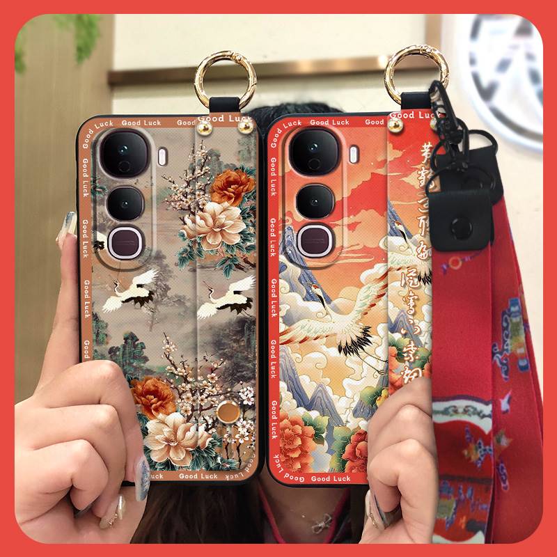 Wristband Phone pouch Phone Case For VIVO Y400 Pro 5G Global Wrist Strap Anti-knock Cartoon Silicone Lanyard Kickstand