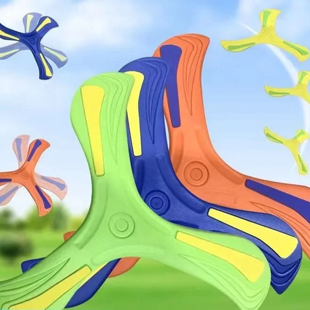 Puzzle Decompression Gift Plastic Children Boomerang Interactive Children Toy Sports Three-leaf Cross Flying Disc Soft Spinner Three-Bladed Adult-kids
