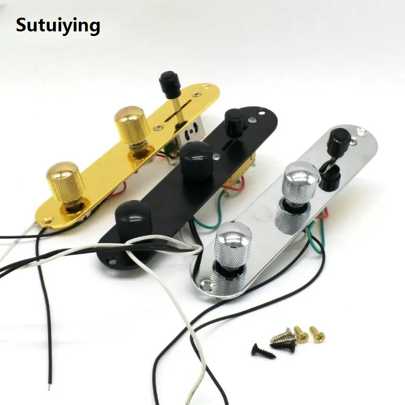 Sutuiying 1PC Way Wired Loaded Prewired Control Plate Harness Switch Fifty percent discount Knobs for Tele Telecaster Guitar Parts Guitar Accessories