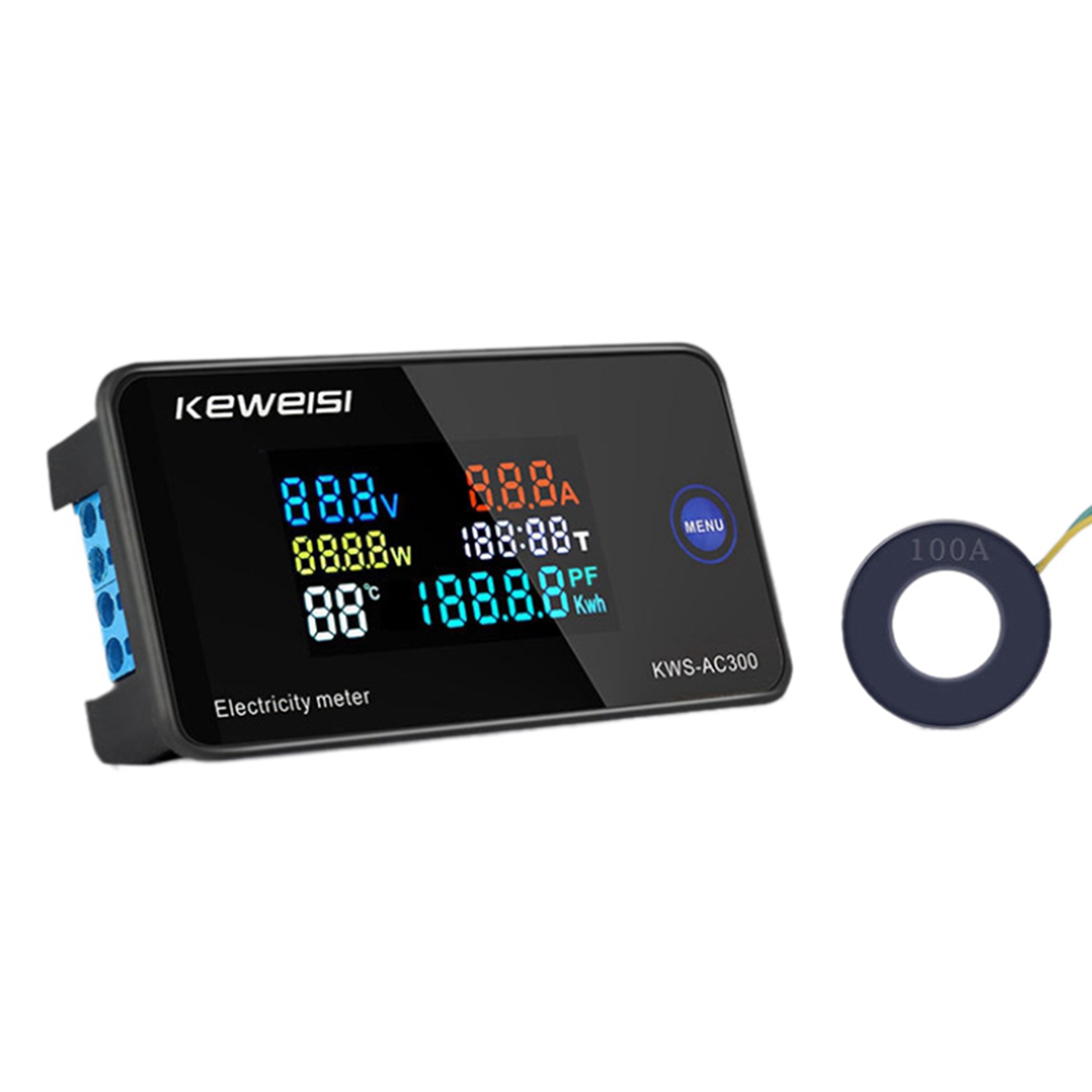 OUMERY 5X KEWEISI,KWS-AC300 Digital Voltmeter AC 50-300V Voltage 45-65Hz Power Energy Meter LED Wattmeter 0-100A Detector C