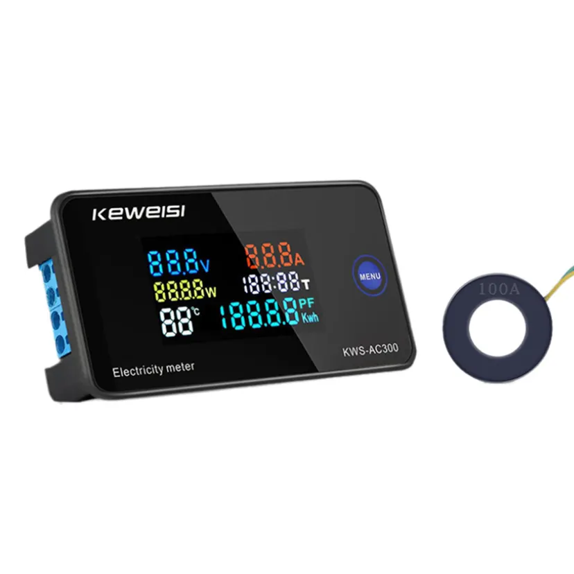 OUMERY 5X KEWEISI,KWS-AC300 Digital Voltmeter AC 50-300V Voltage 45-65Hz Power Energy Meter LED Wattmeter 0-100A Detector C
