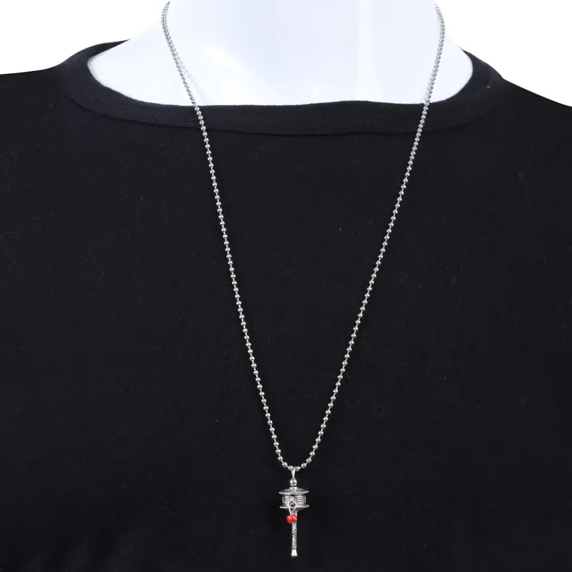 Silver Color Prayer Wheel Pendant For Men
