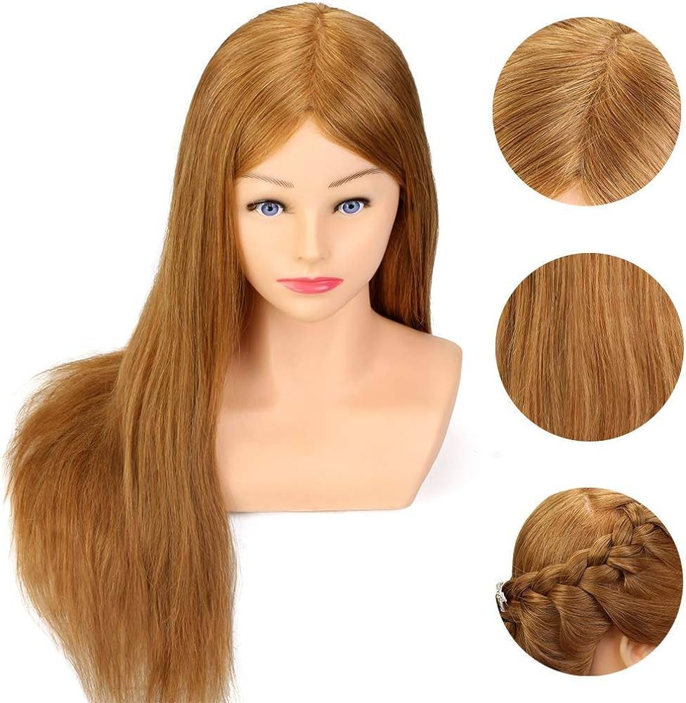 Sparkle Shoulder Curling Dummy | Hair Dummy for Advance Hair Styling Practice, Cutting, Curling and All Other Purposes |80% Real Human Hair Dummy