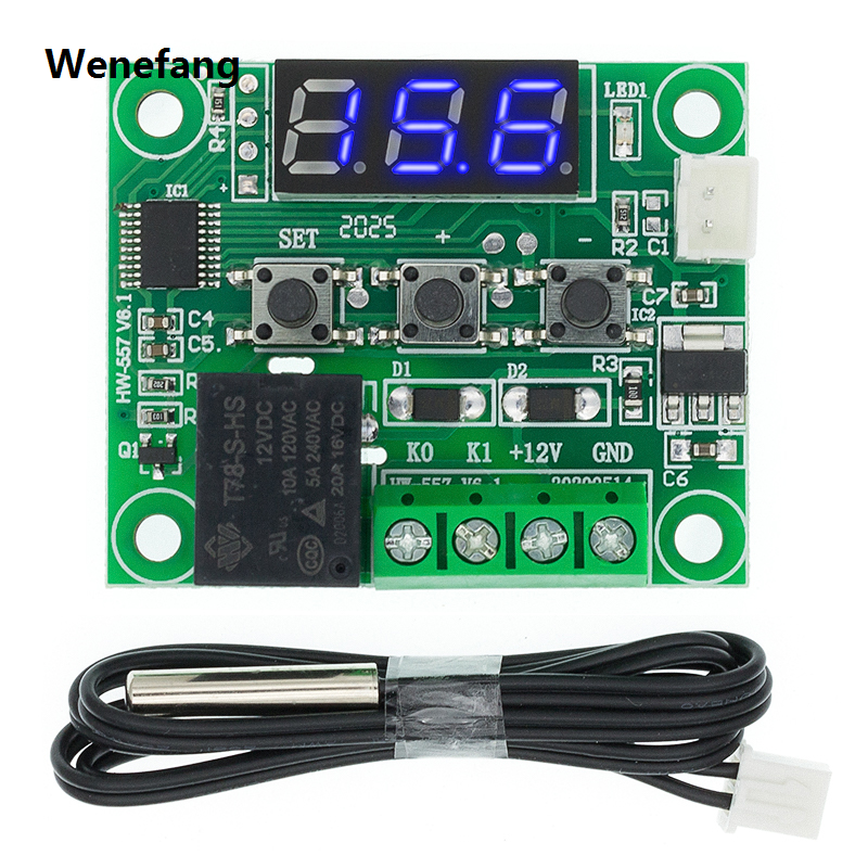 Wenefang 1PCS W1209 Blue/Red light DC 12V heat cool temp thermostat temperature Fifty percent discount control switch temperature controller thermometer thermo