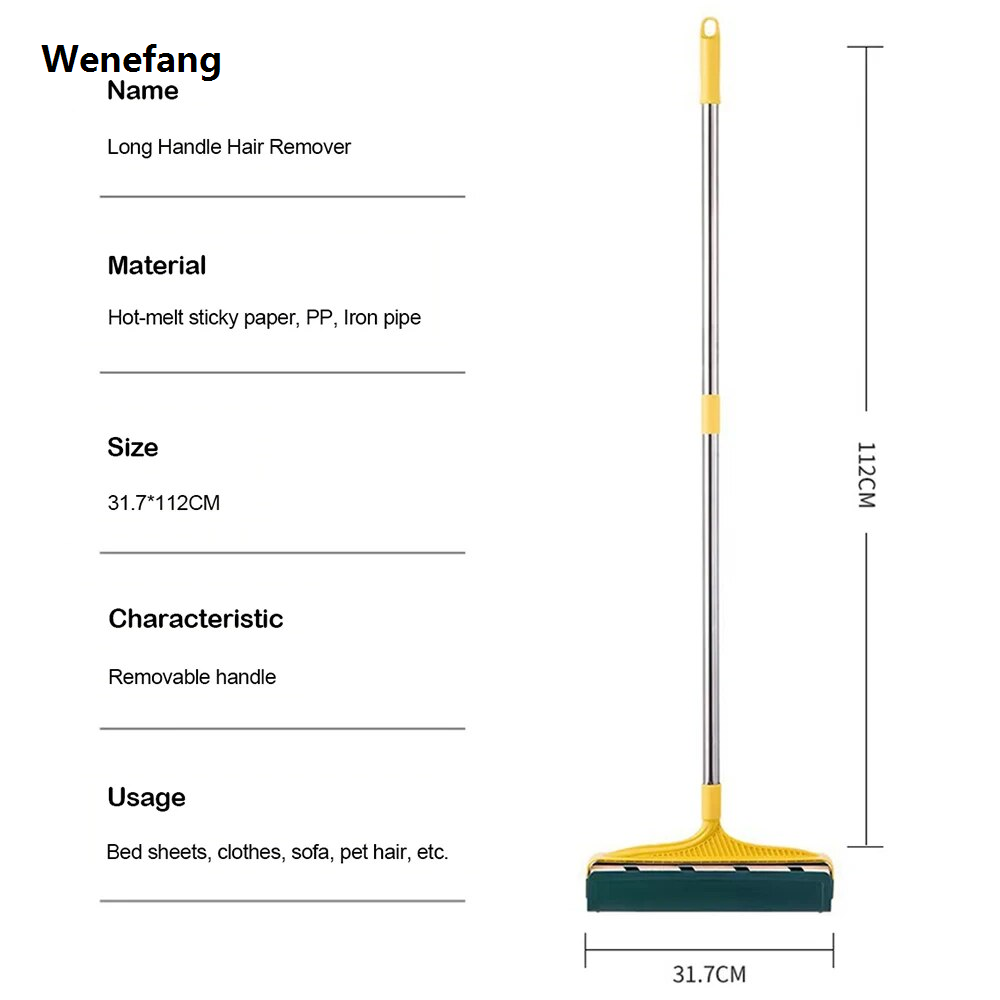 Wenefang transparent bag Pet Hair Remover Large Reusable Lint Roller Pet Hair Extra Sticky Floor Adjustable Long Handle Carpet Cleaner Household Cleaning
