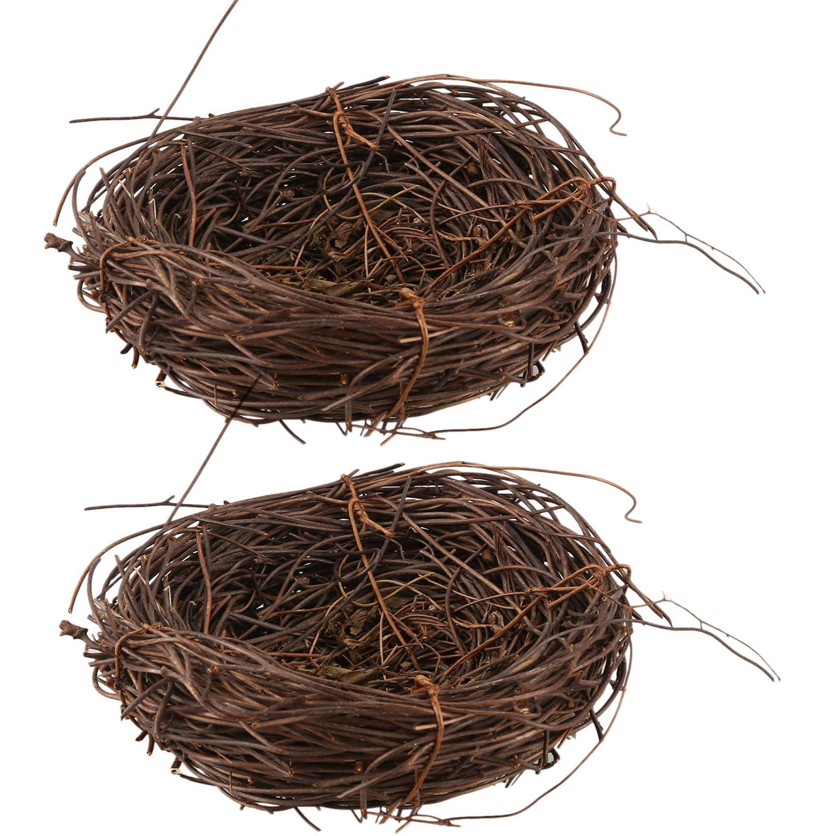 FORIDE 2X Handmade Vine Bird Nest Home Nature Craft Holiday for Photo Garden Decor