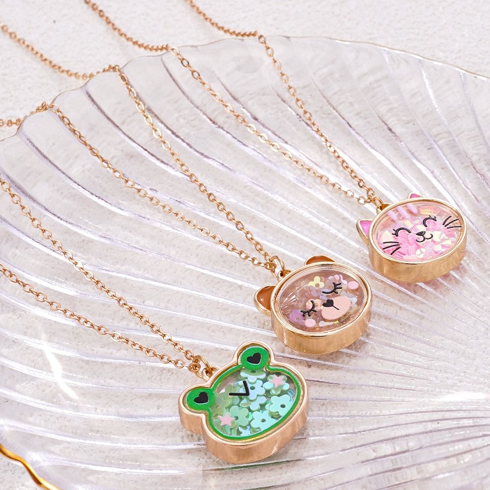 New Cute Design Children's Necklace Cat Bear Charm Frog Charm Animal Necklace Colorful Beads Cartoon Necklace Children's Gift