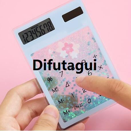Difutagui Creative quicksand cute calculator transparent calculator solar Bargain price energy calculator student portable touch mini Solar calculator