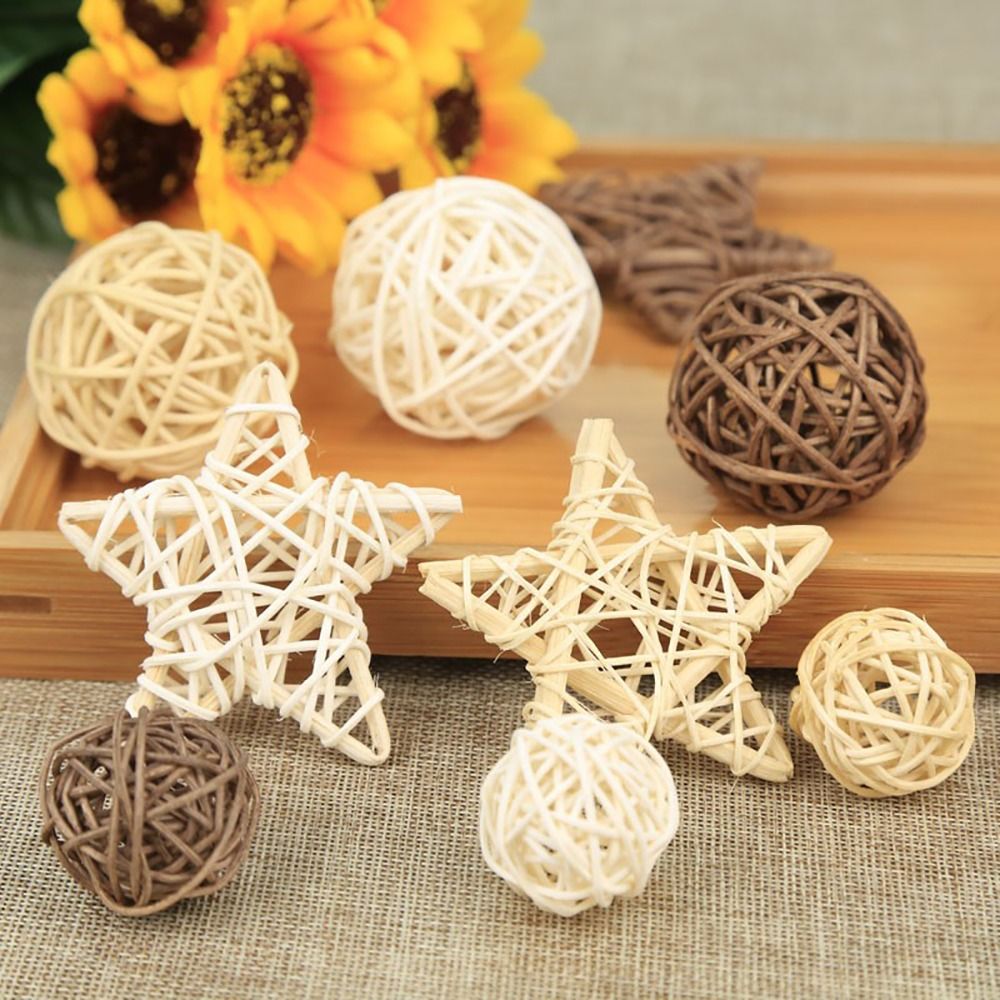 Creative Multicolor Artificial Rattan Ball Heart Moon Ball Star Christmas Balls New Year Photo Props Hanging Decoration