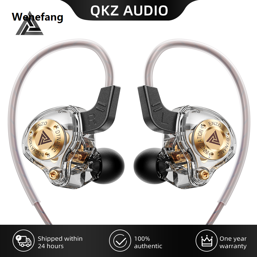 Wenefang QKZ ENZO 11mm Large Dynamic Drive Earphone In ear Music IEMs With Microphone Gaming Earbuds Audiophile Headset