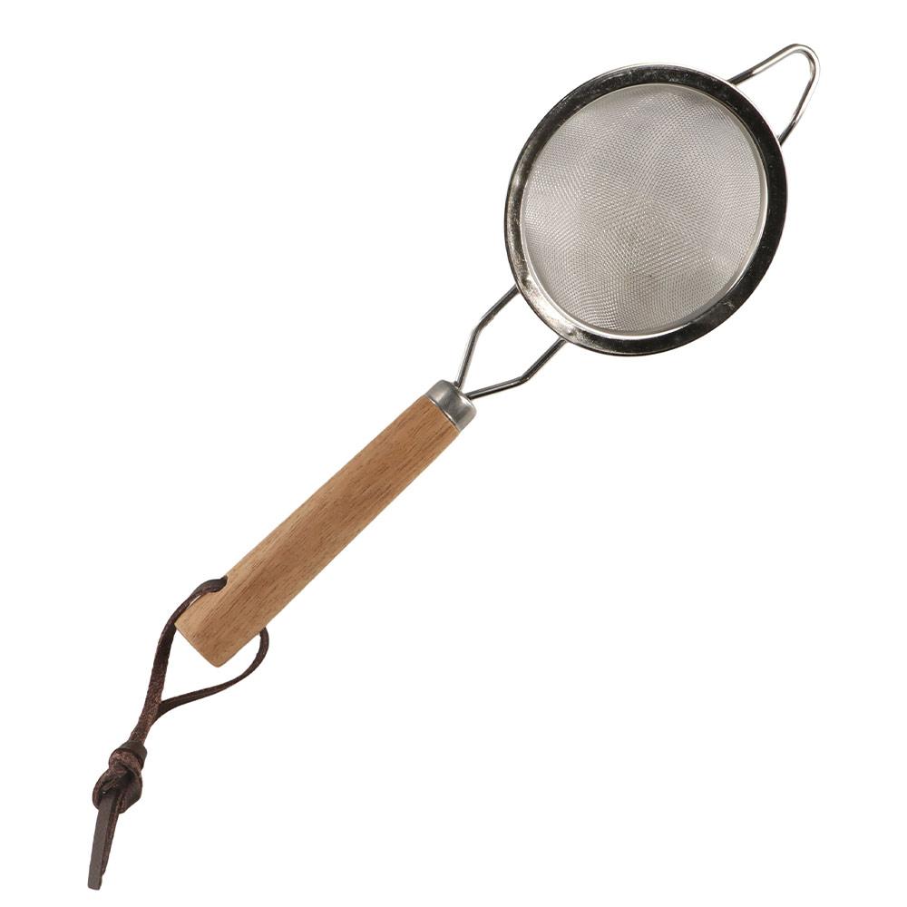 Flour Powdered Sugar Sieve Small Strainer Colander Wooden Handle 304 Stainless Steel Filter Spoon Convenient Multi-function Fishing Spoon Sugar