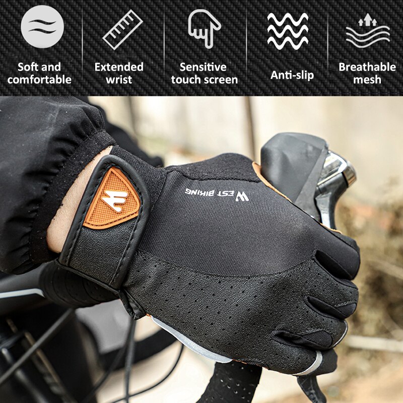 WEST BIKING Cycling Gloves Men Breathable MTB Men's Bike Gloves Full Finger Winter Motorcycle Bicycle Glove Man for Sports