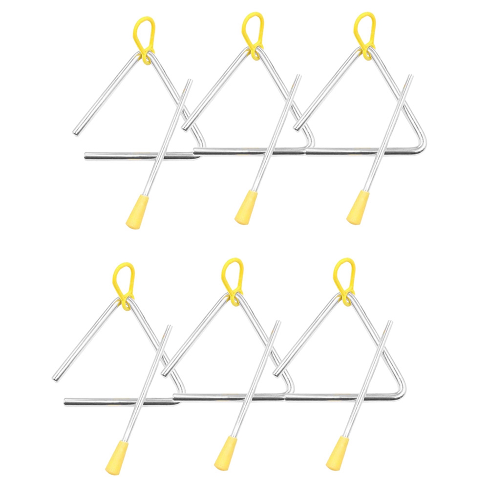 fasdaga Hand Percussion Triple-cornered Children Musical Instrument with 6 Pack Triple-cornered 4 Inch
