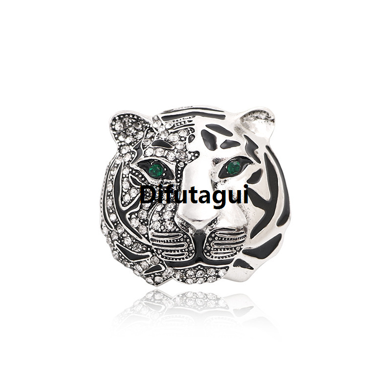 Difutagui Crystal Tiger Head Brooch Badge Men's Suit Sweater Pins Father's 【2025 Version】 Day Gifts Coat Lapel Pin for Men Women Accessories Animal Jewel