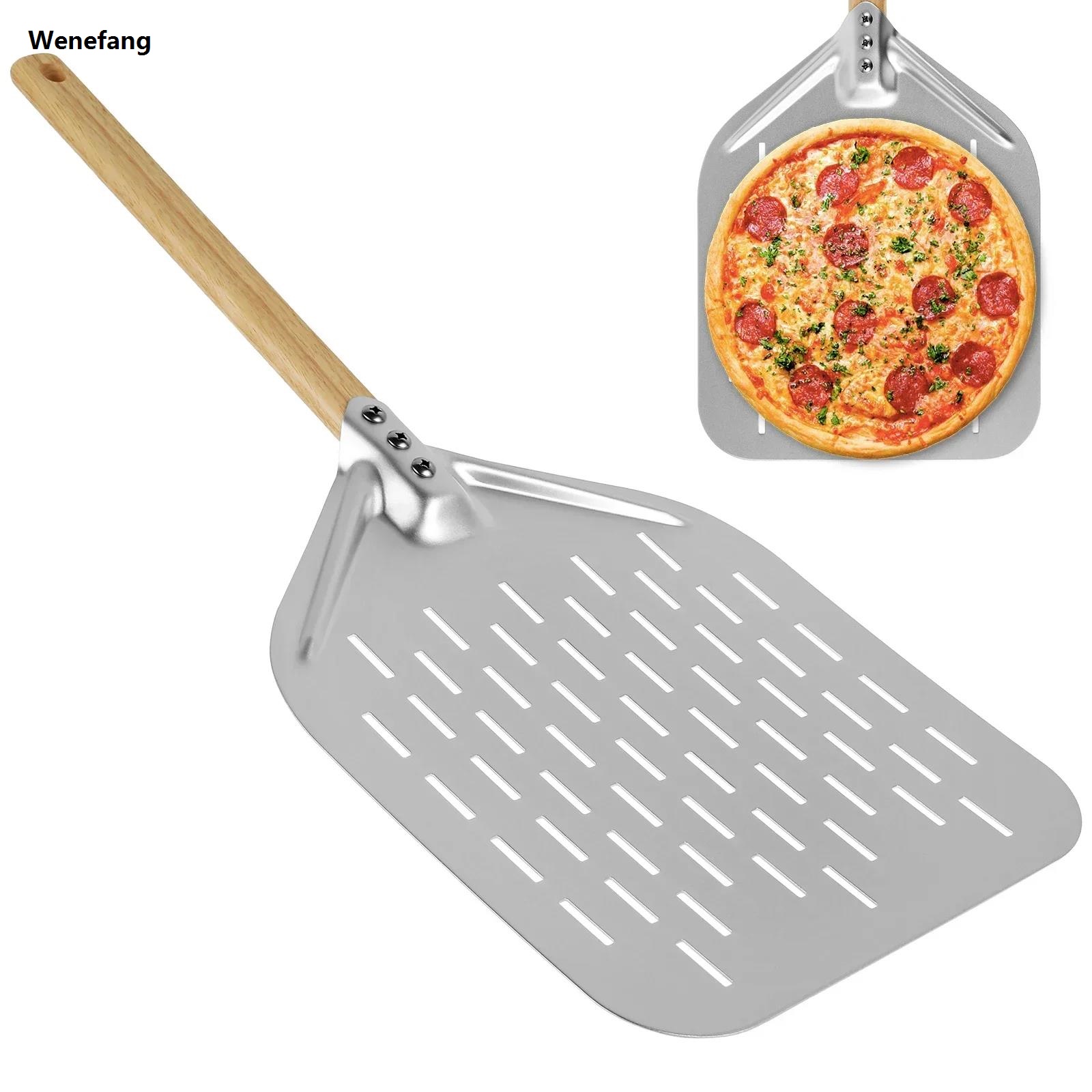 Wenefang 12-inch Non-stick Pizza Shovel Metal Pizza Peel with Wooden Handle Hot Selling Pastry and Pizza Accessories for Kitchen Baked Home Gadgets