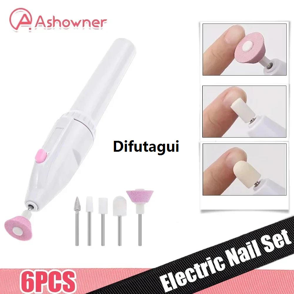 Difutagui Electric Manicure Set 5 in 1 Nail Drill File Grinder Grooming Machine Affordable Kit Art Buffer Polisher Callus Remover Bit Sanding Tools