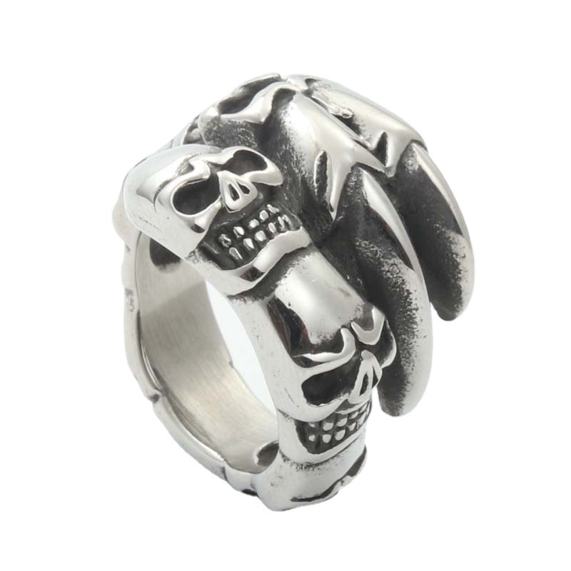 【Mega Sale】Jewelry Steel Skull Claw Ring Retro Trendy Punk Stainless Steel Ghost Claw Ring Direct
