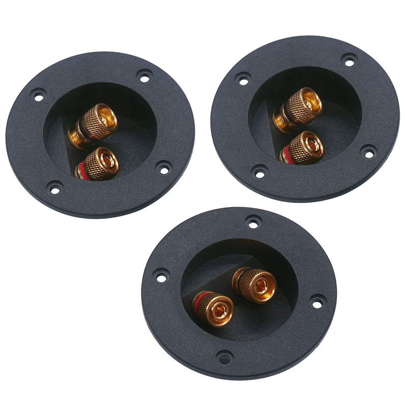 FORIDE 6 Pcs DIY Home Car Stereo 2-Way Speaker Box Terminal Binding Post Round Spring Cup Connectors Subwoofer Plugs (Black)