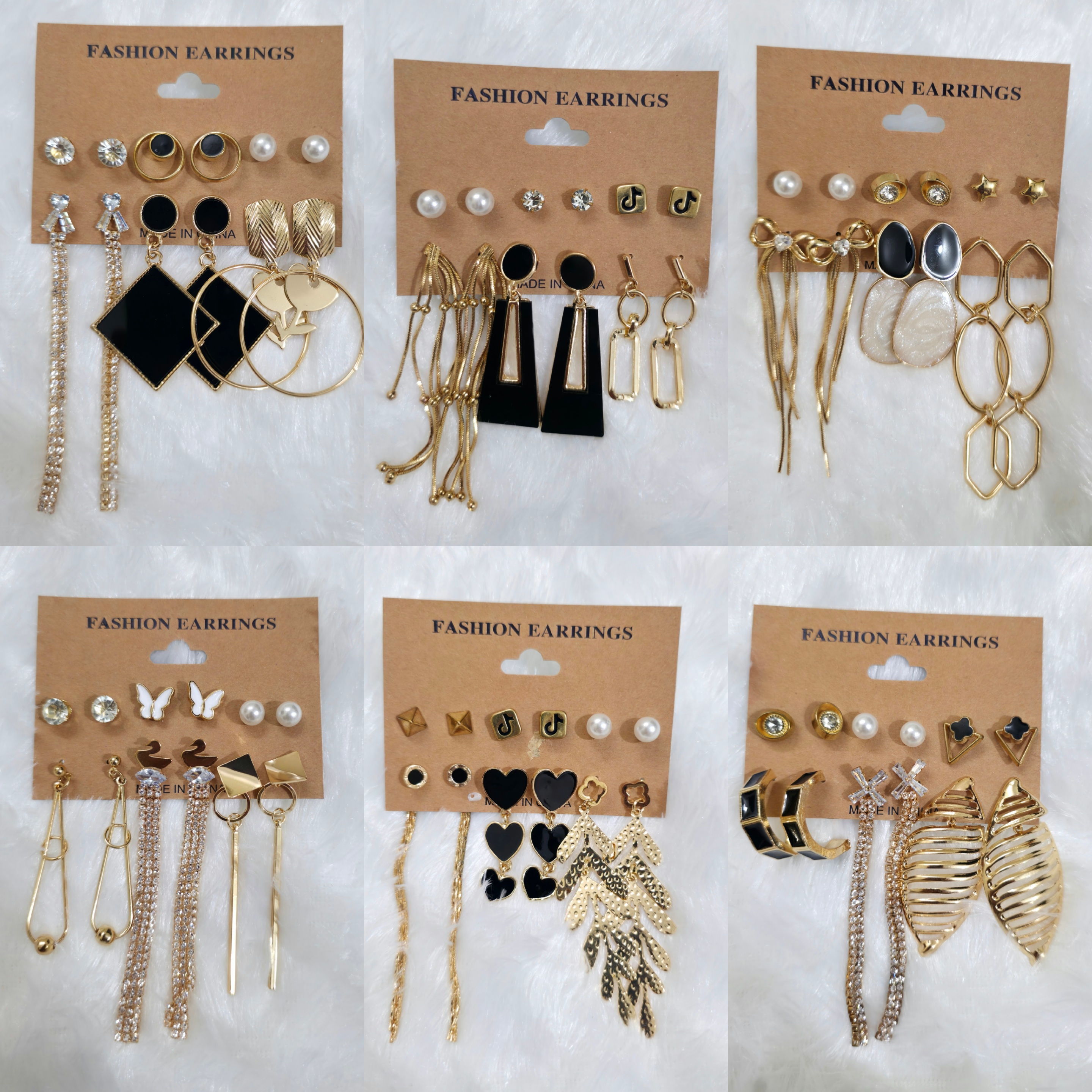 6 Pairs/Sets Designer Korean Earrings For Girls Women Earring Combo Sets
