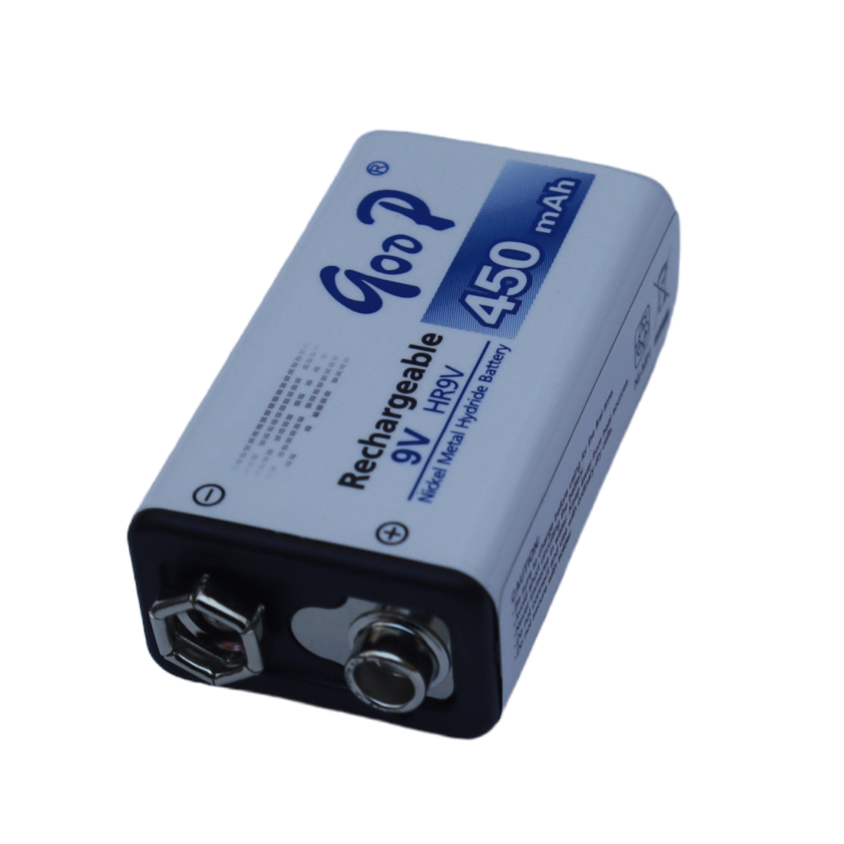 Goop HR9V 9V Ni-MH Rechargeable Battery 450mAh for Guitars, Multimeter, Robotics, Toys & More