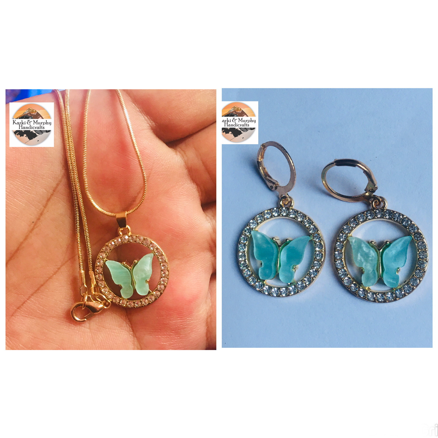 Butterfly Necklace & Earrings Set For Women