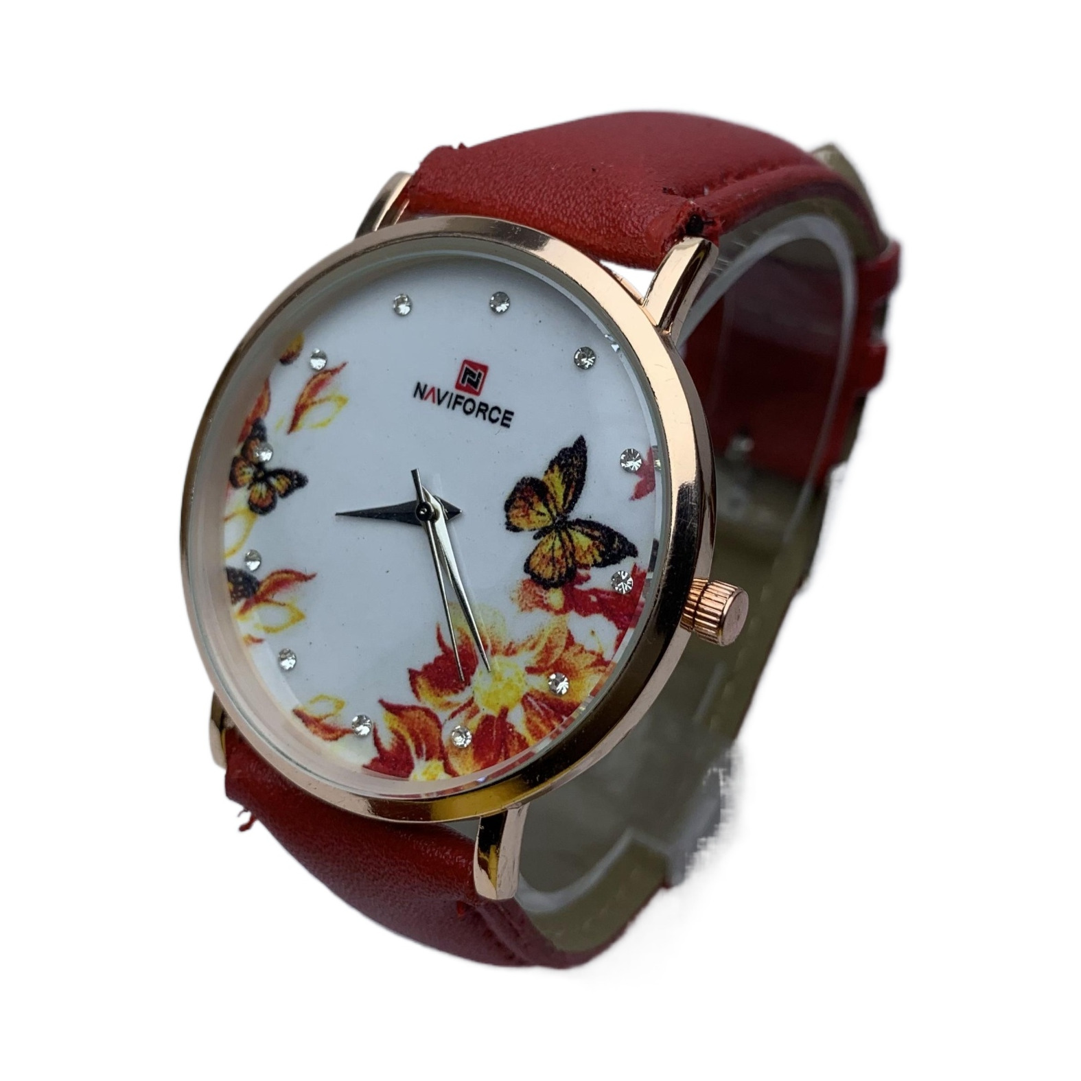 New Round Dial Attractive Design Blue Leather Belt Watch For Women