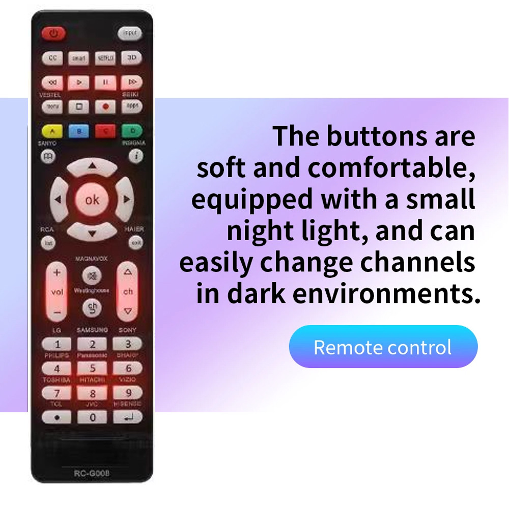 NEW Universal RC-G008 Replcement Remote Control for All models and brands TV with Light in the night