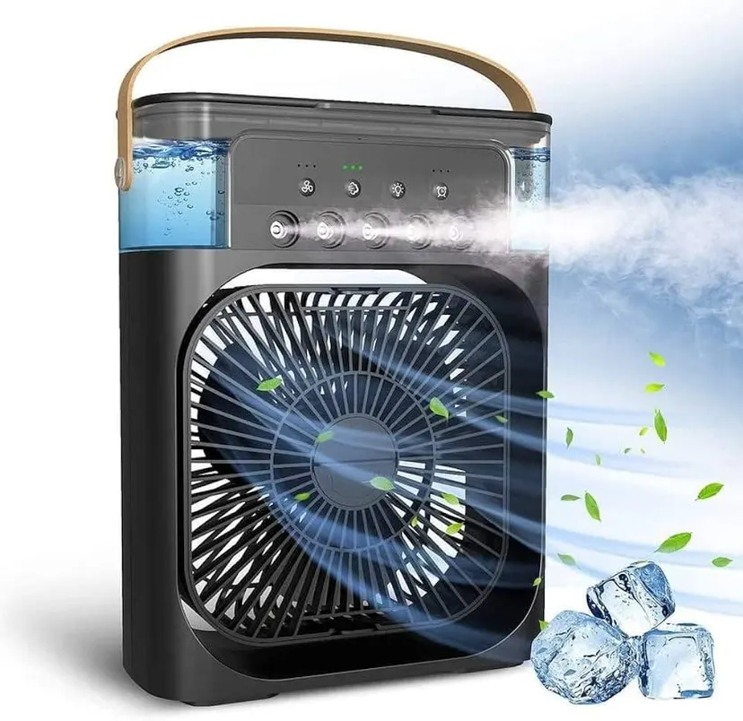 3 in 1 USB Mini Portable Air Cooler Table Fan With Ice Water Compartment Cooling With LED Light