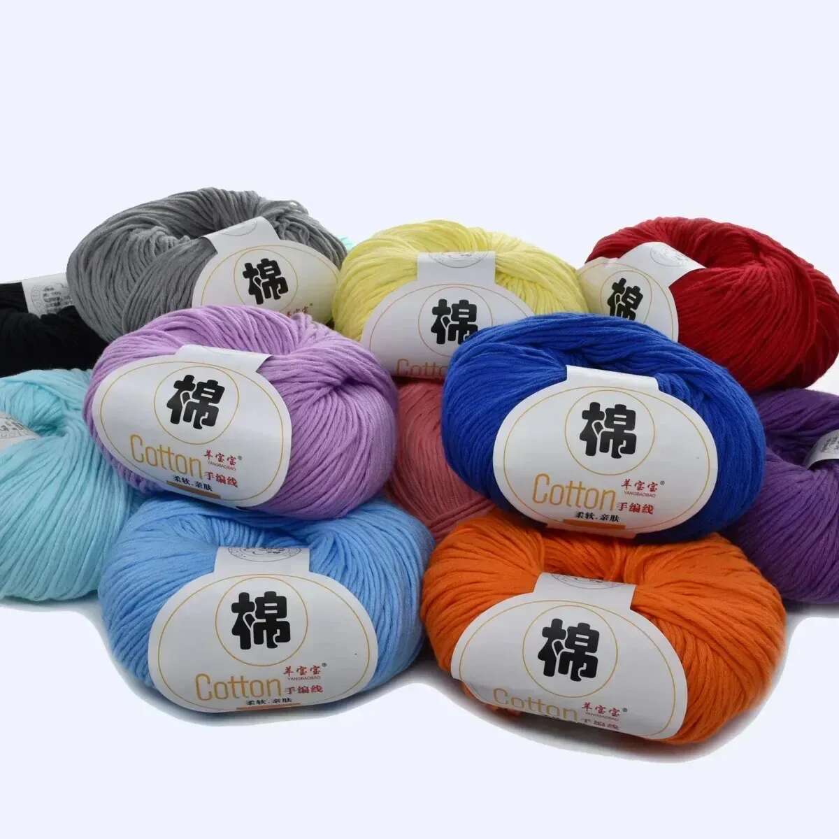 100% Cotton Soft Combed Hand Knitting Crochet Natural Pure Color Thread Smooth Yarn 50g 125m/137yd 1pcs
