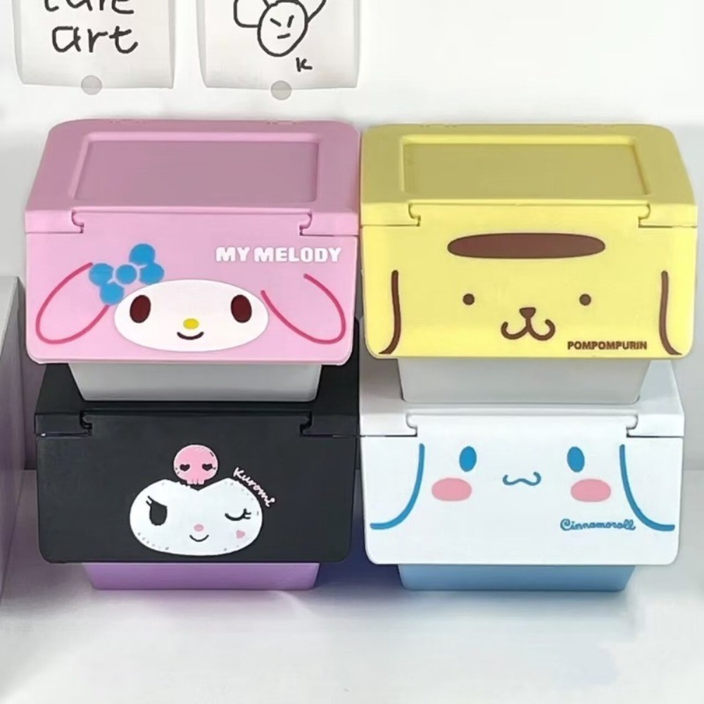 Creative Plastic Kuromi Multifunctional Storage Box Sanrio Stackable Flip Storage Box Cinnamon Dog My Melody Jewelry Box