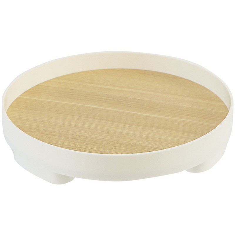 OUMERY Decorative Tray Small Round Tray Home Decorative Bathroom Tray Wooden Decorative Tray