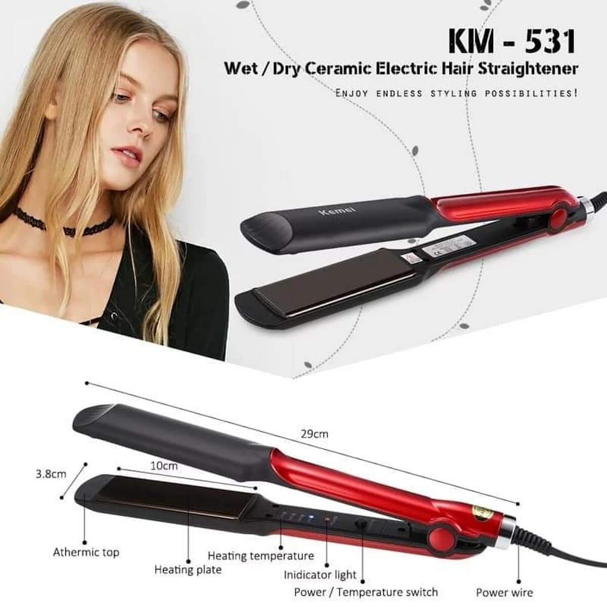 Kemei Ceramic Professional Hair Straightner