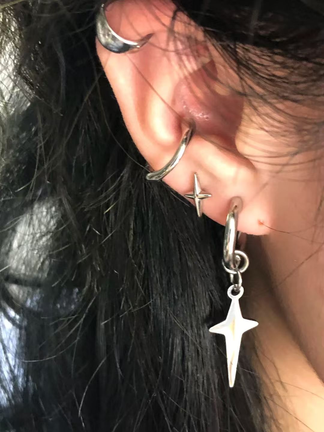 quality】Niche Design Four Star Earrings Women's New Light Luxury High-end All-match Unique Cold Style