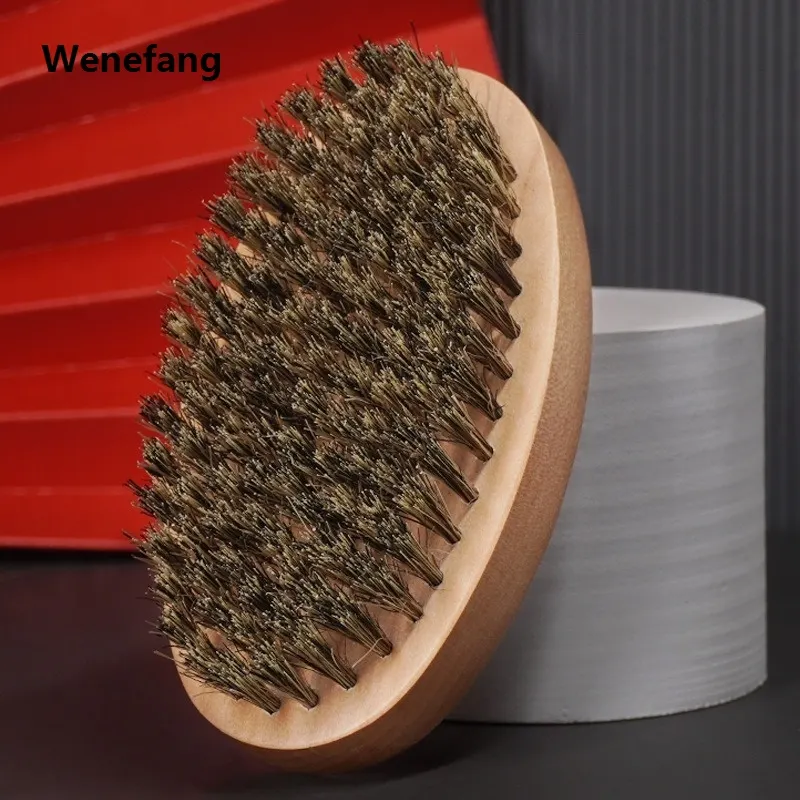 Wenefang Boar Bristle Men's Shaving Brush Portable Barber Natural Beard Brush For Facial Cleaning Mustache Tools Vintage Oil Head Brush