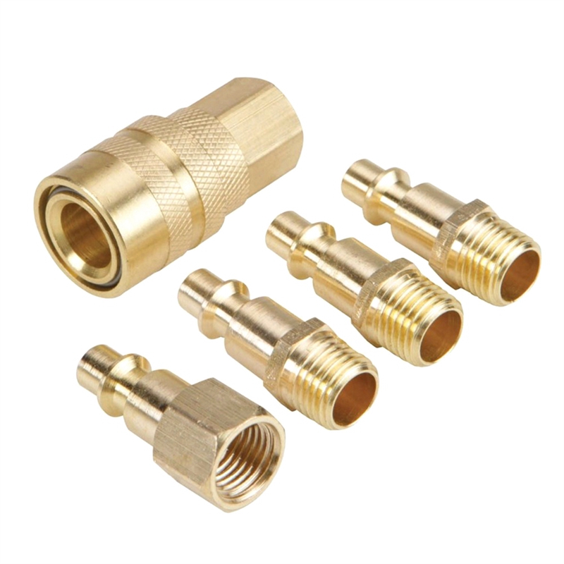 NCANRUI 1/4NPT Pneumatic Fittings Five-Piece Set Quick Connector Solid Brass Quick Connect Air Fittings Kit