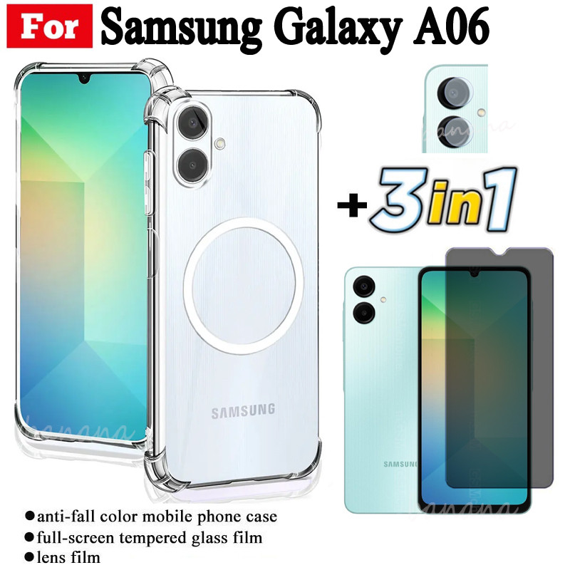 3 IN 1 Samsung Galaxy A26 Anti-fall Mobile Phone Case for Samsung Galaxy A06 A16 A36 A56 Tempered Glass Film+lens Film