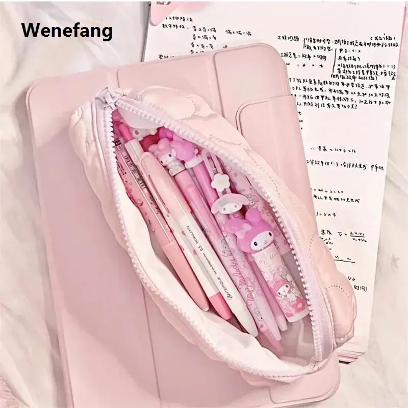Wenefang Sanrio Hello Kitty Pencil Pouch Large Capacity Pen Case Cute Luxury Kt Cat Cosmetic Bag Girls Student Supplies Stationery Gifts