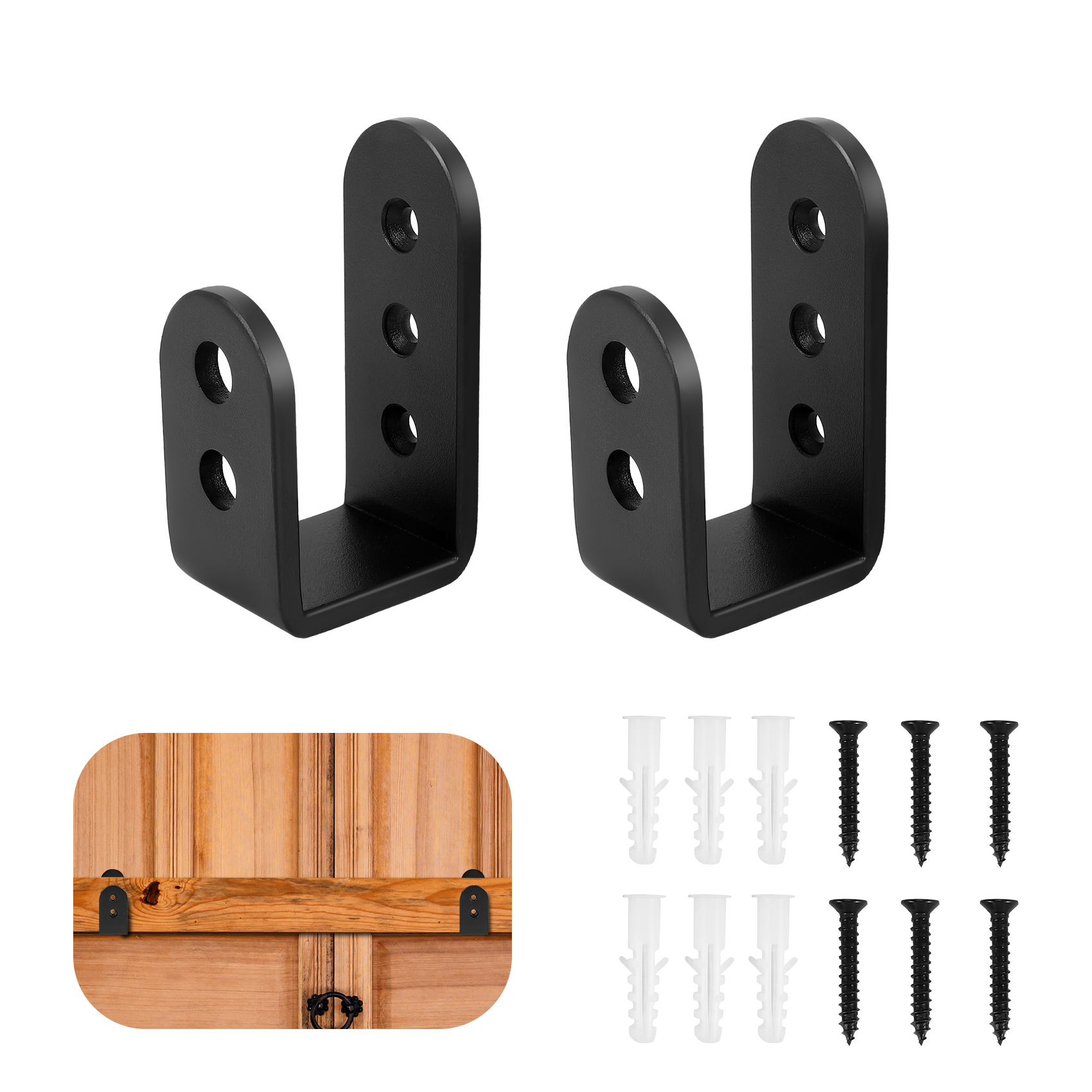 NAMUNY 2 Pack Door U Brackets Open Bar Security Door Brackets for Home,Garage Door Reinforcement Fits 2X4 Boards