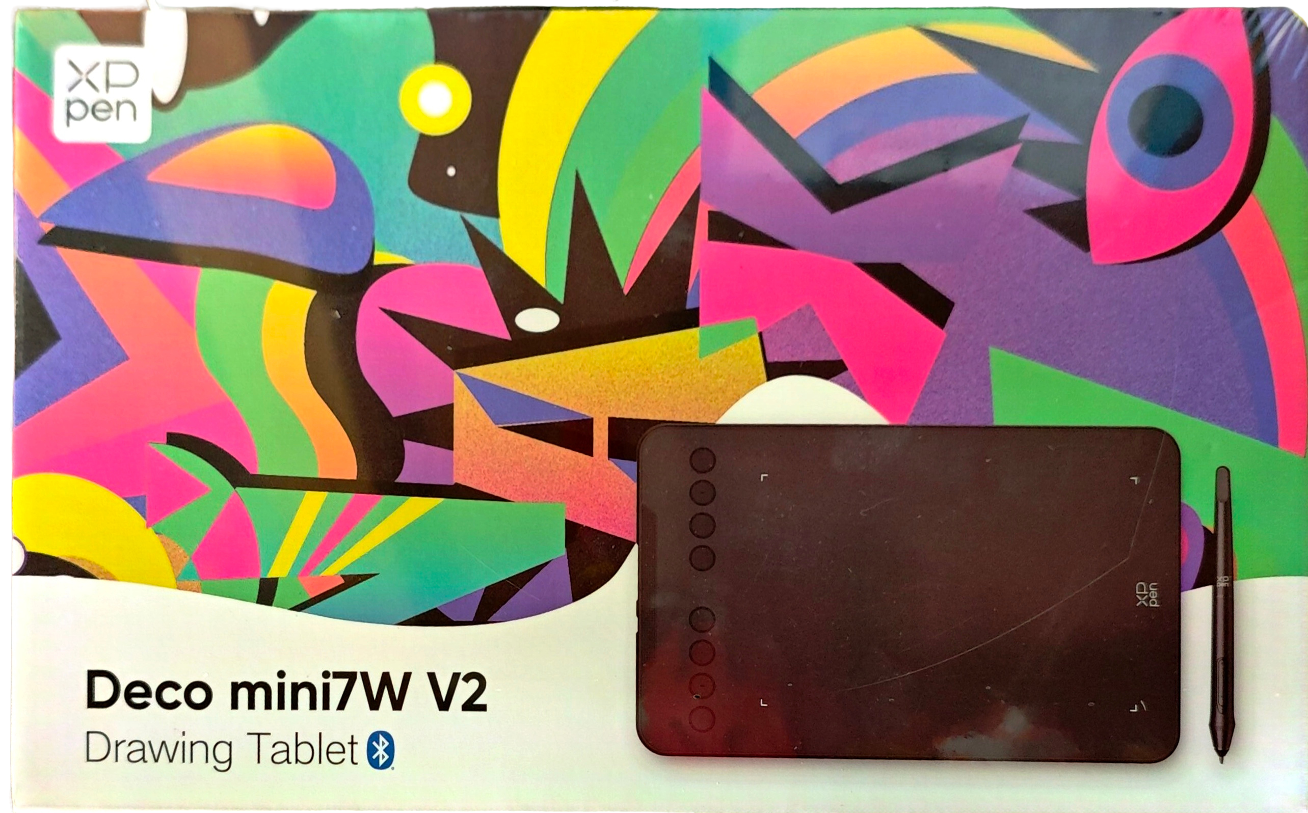 XPPen Deco mini7W V2 Wireless Drawing Tablet, 16384 Levels Pressure Digital Drawing Pad for PC, 7x4.37 Inch Art Tablet with 8 Shortcut Keys, Bluetooth 5.0, Support Windows/macOS/Android/ChromeOS/Linux
