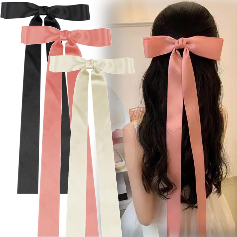 Charm Satin Silk Bow Hair Clip Long Candy Color Side Clips Hair Accessories Headwear Long Ribbon Hair Clip Women Girls