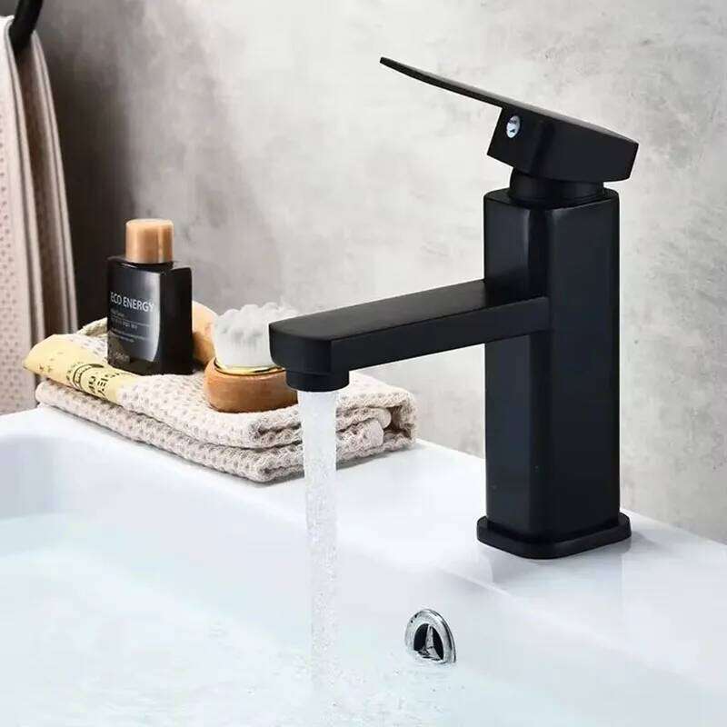 2025Single hole household electroplating bathroom countertop wash basin hot and cold water faucet